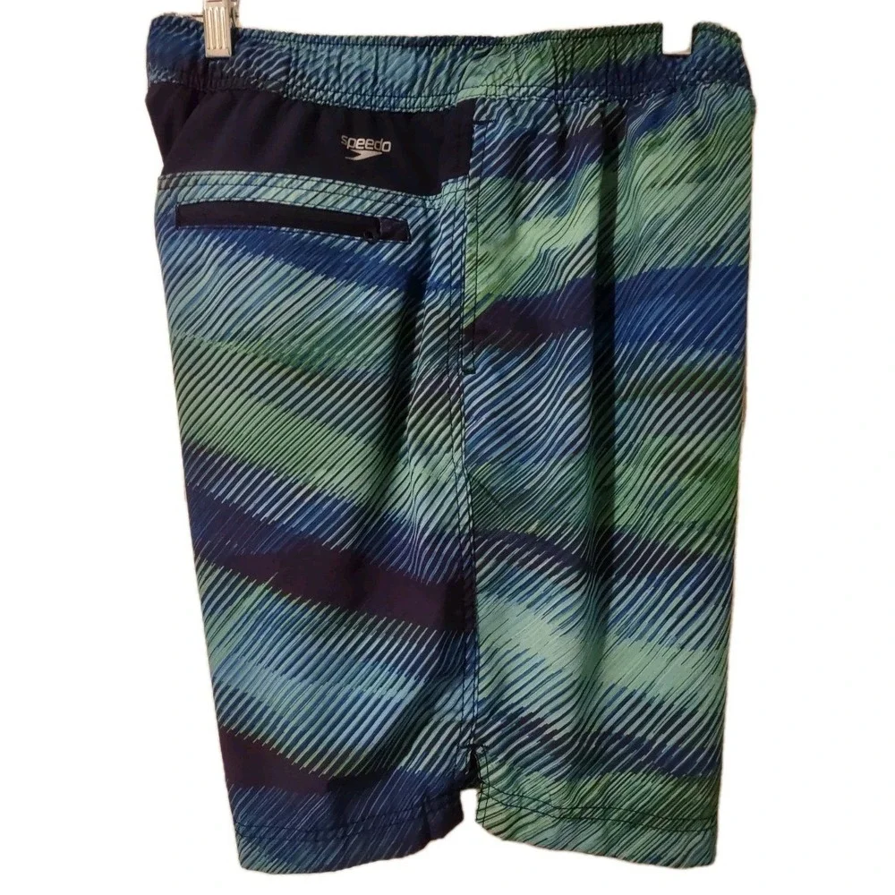 Speedo Swimsuit Large Men Swimwear Bathing Suit Swim Shorts Blue Green Surf Logo